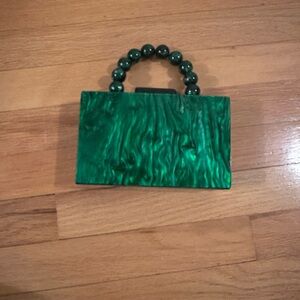 Acrylic Marble Green Clutch Handbag